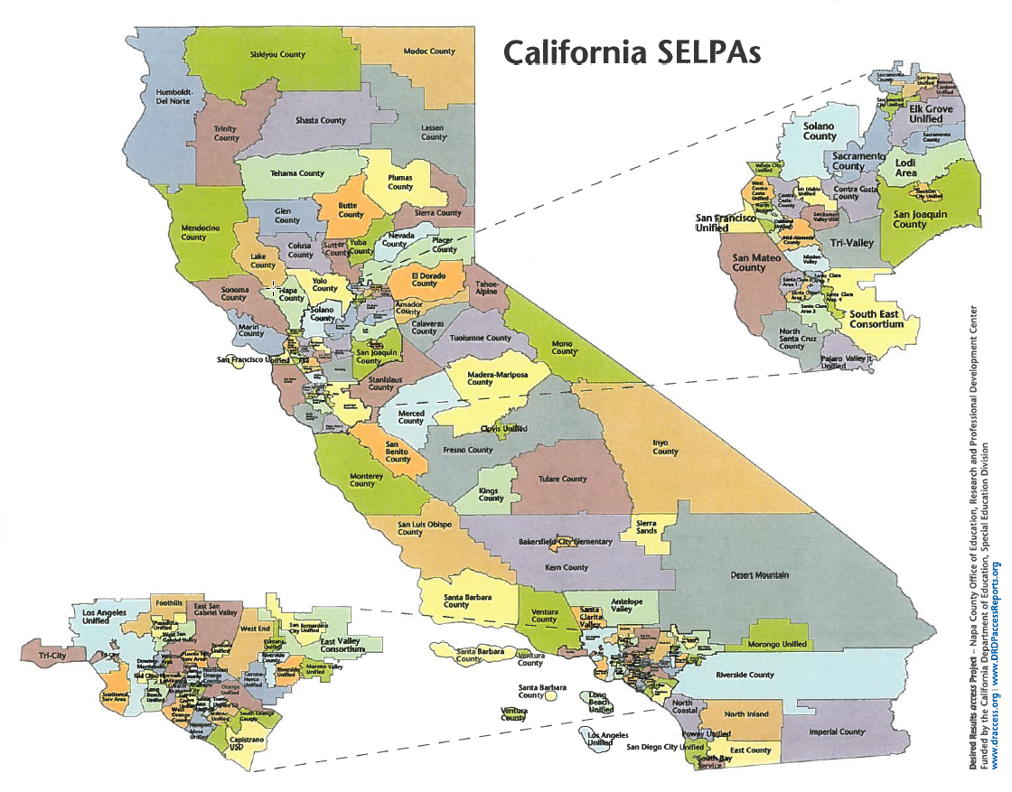 Map of California showing SELPA boundaries